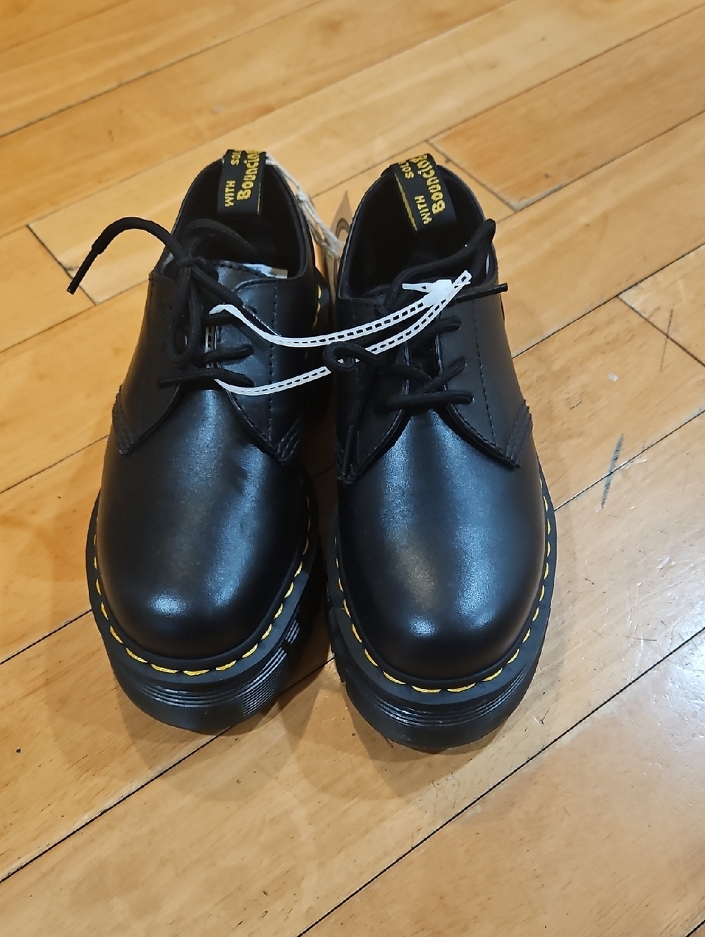 New Dr. Martens Black 2" Inch Platform Shoes with Yellow Stitching NWT